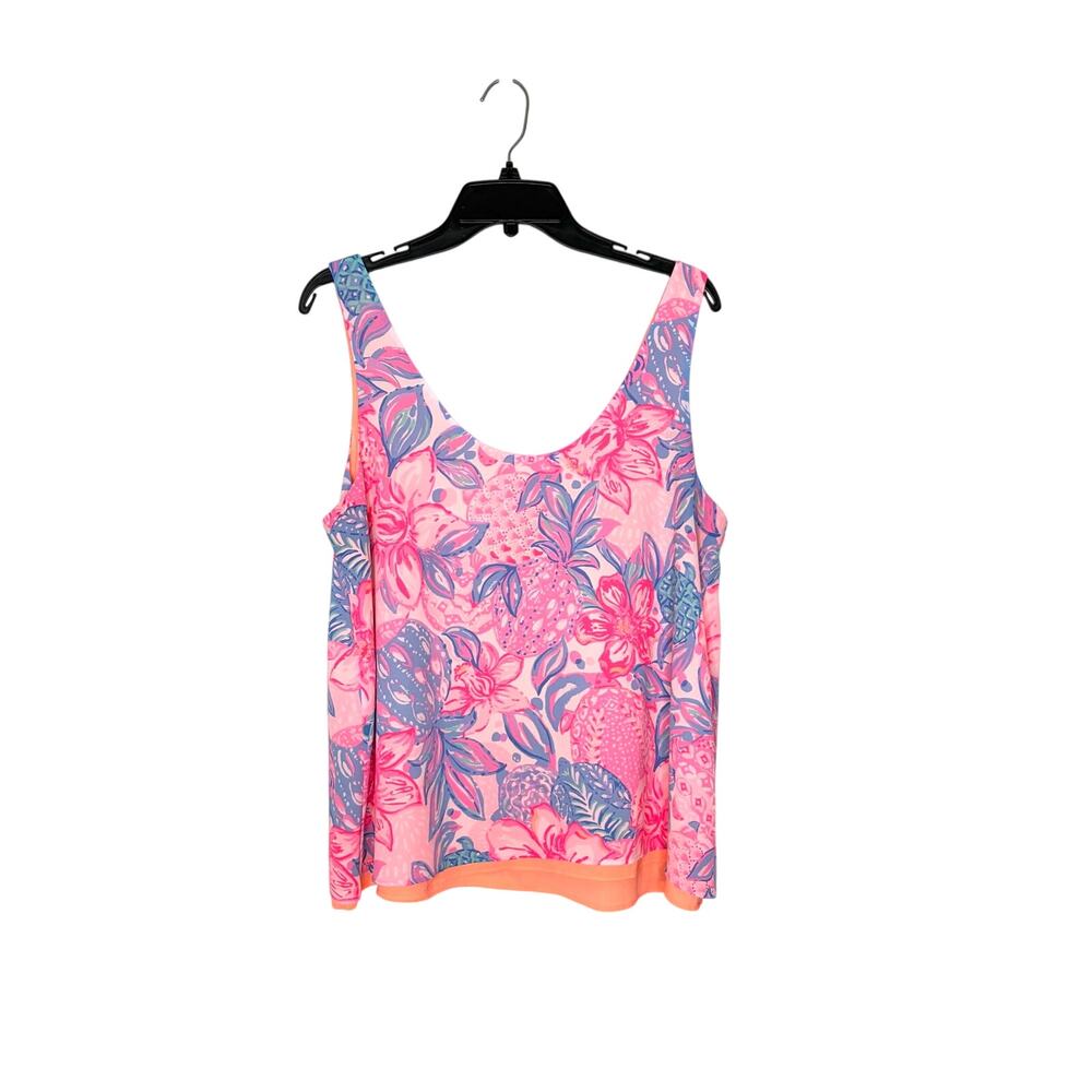 Lilly Pulitzer Florin Reversible Tank Top Sz L Floral Beach Resort Flowy